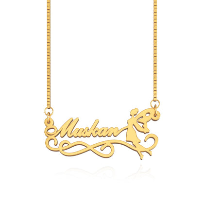 18K Gold Plated Angel Design Name Necklace