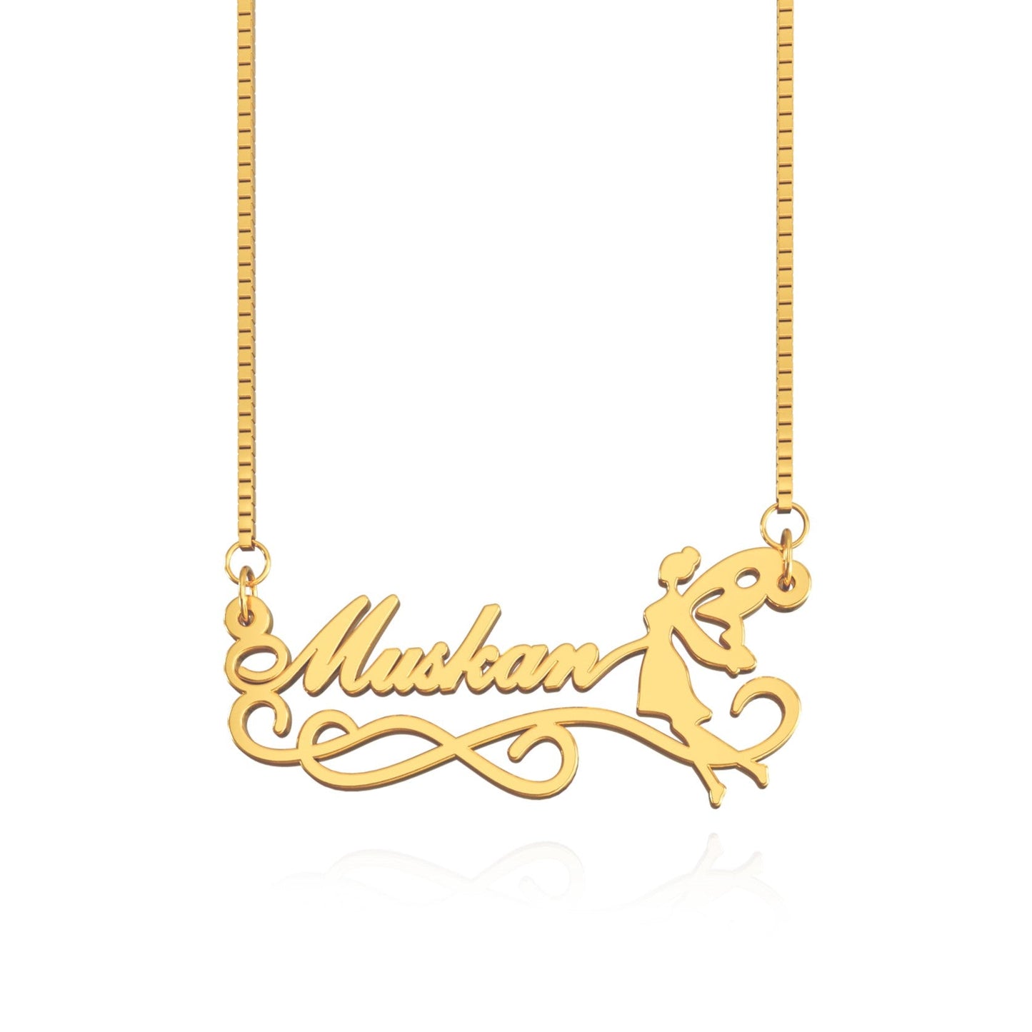 18K Gold Plated Angel Design Name Necklace
