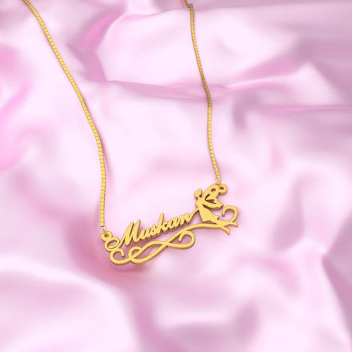 18K Gold Plated Angel Design Name Necklace
