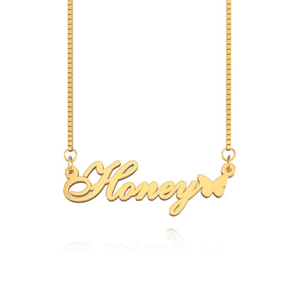 18K Gold Plated Butterfly Name Necklace