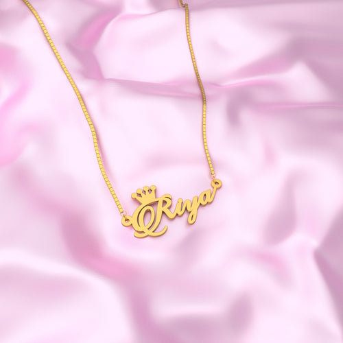 18K Gold Plated Crown Name Necklace