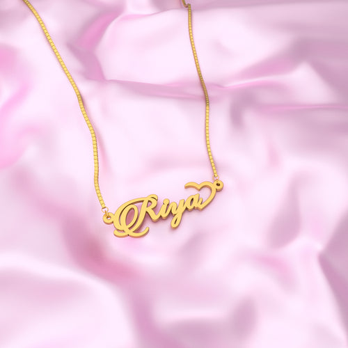18K Gold Plated Half Heart Name Necklace