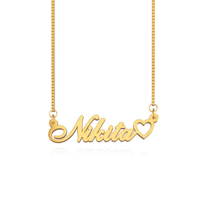 18K Gold Plated Hollow Heart Name Necklace
