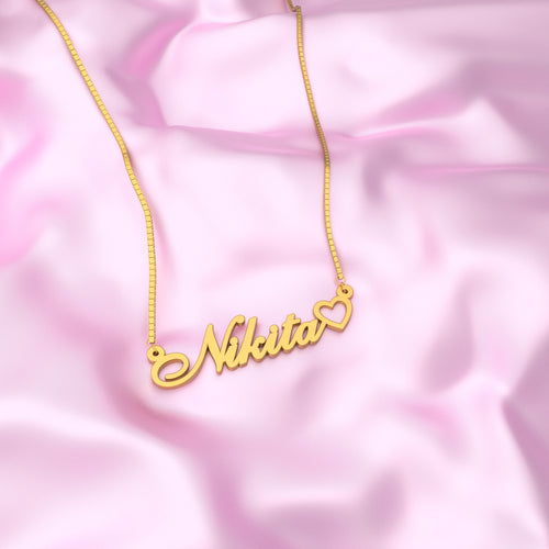 18K Gold Plated Hollow Heart Name Necklace