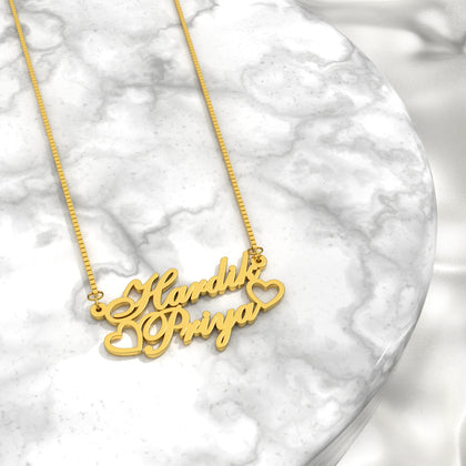 18K Gold Plated Hollow Love Couple Name Necklace
