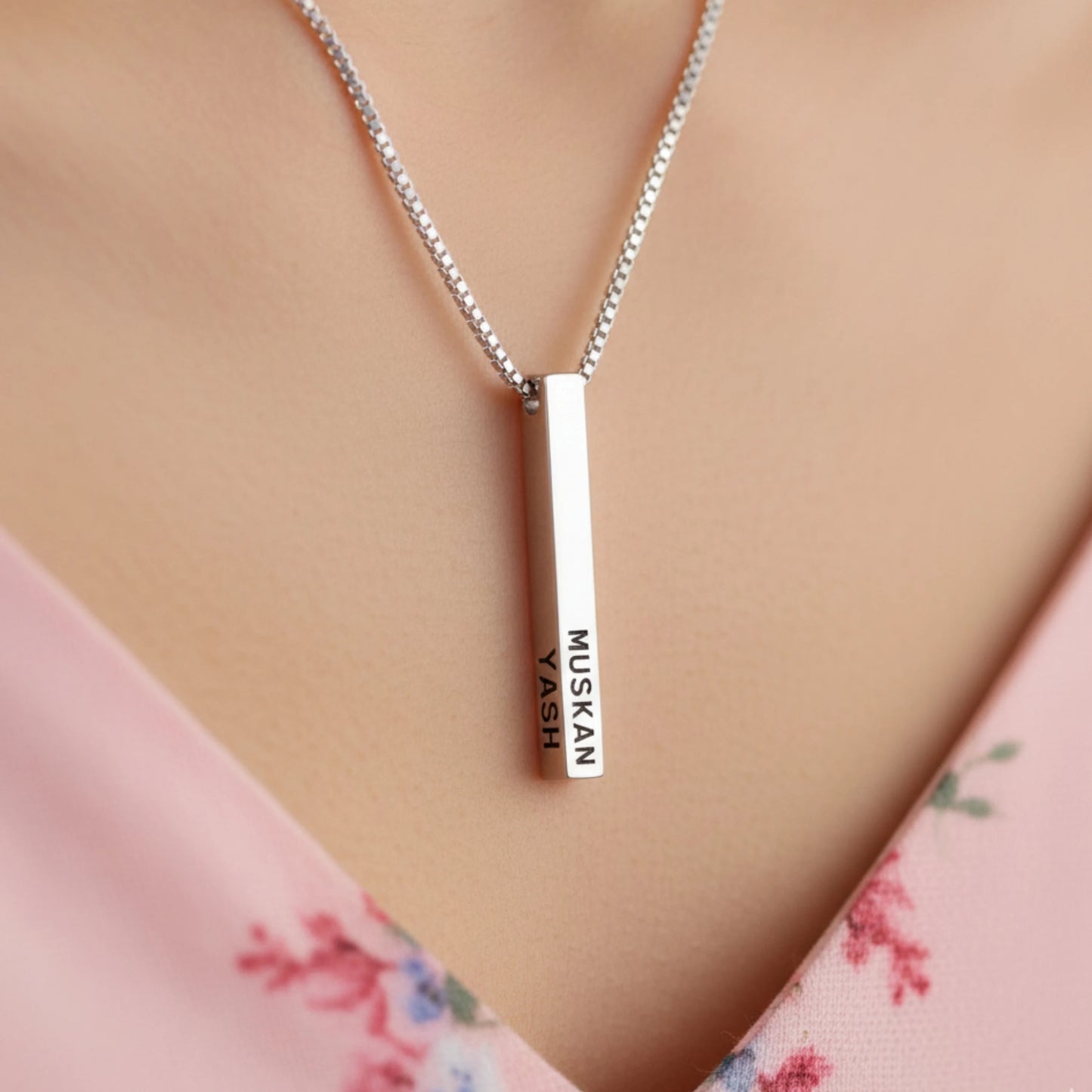 3D Bar Engraved Necklace