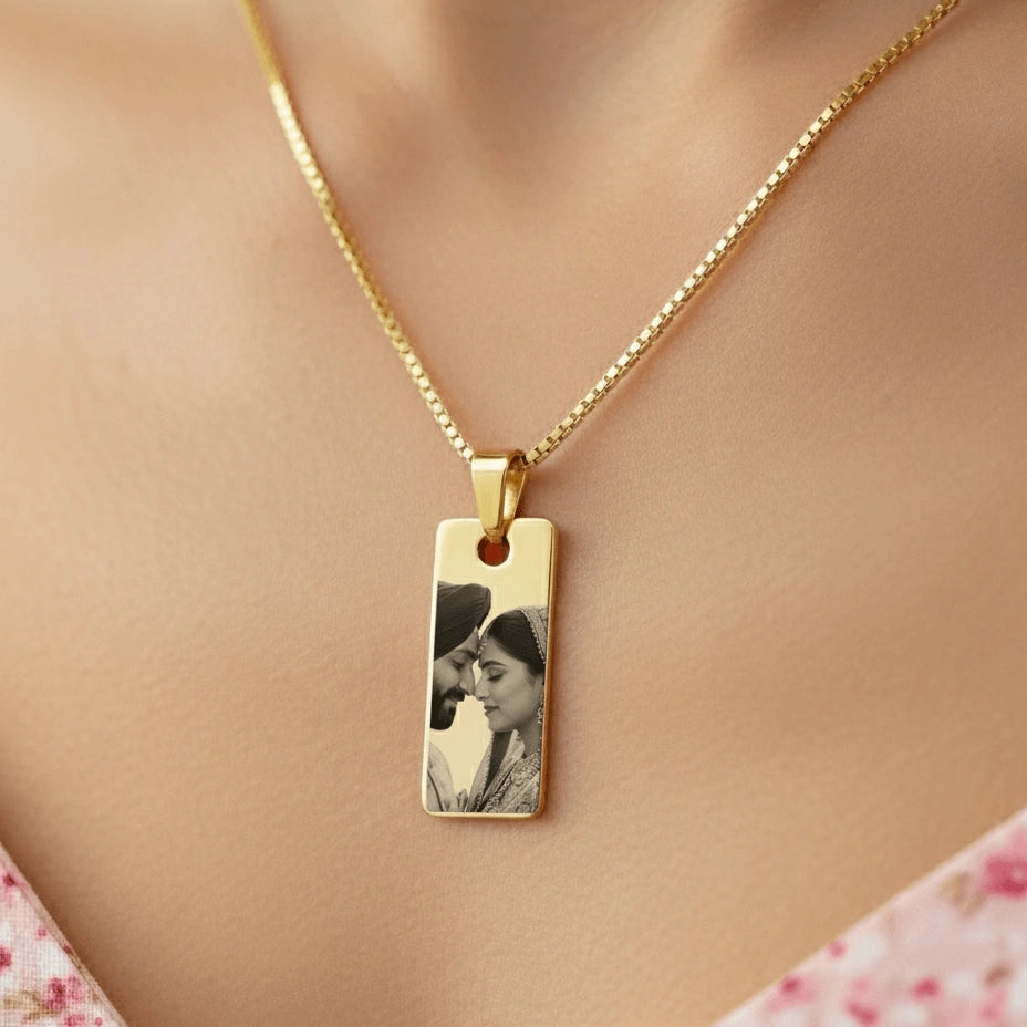 Couple Photo Engraved Necklace