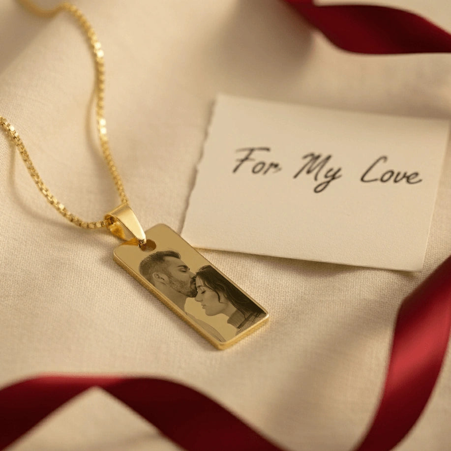 Couple Photo Engraved Necklace