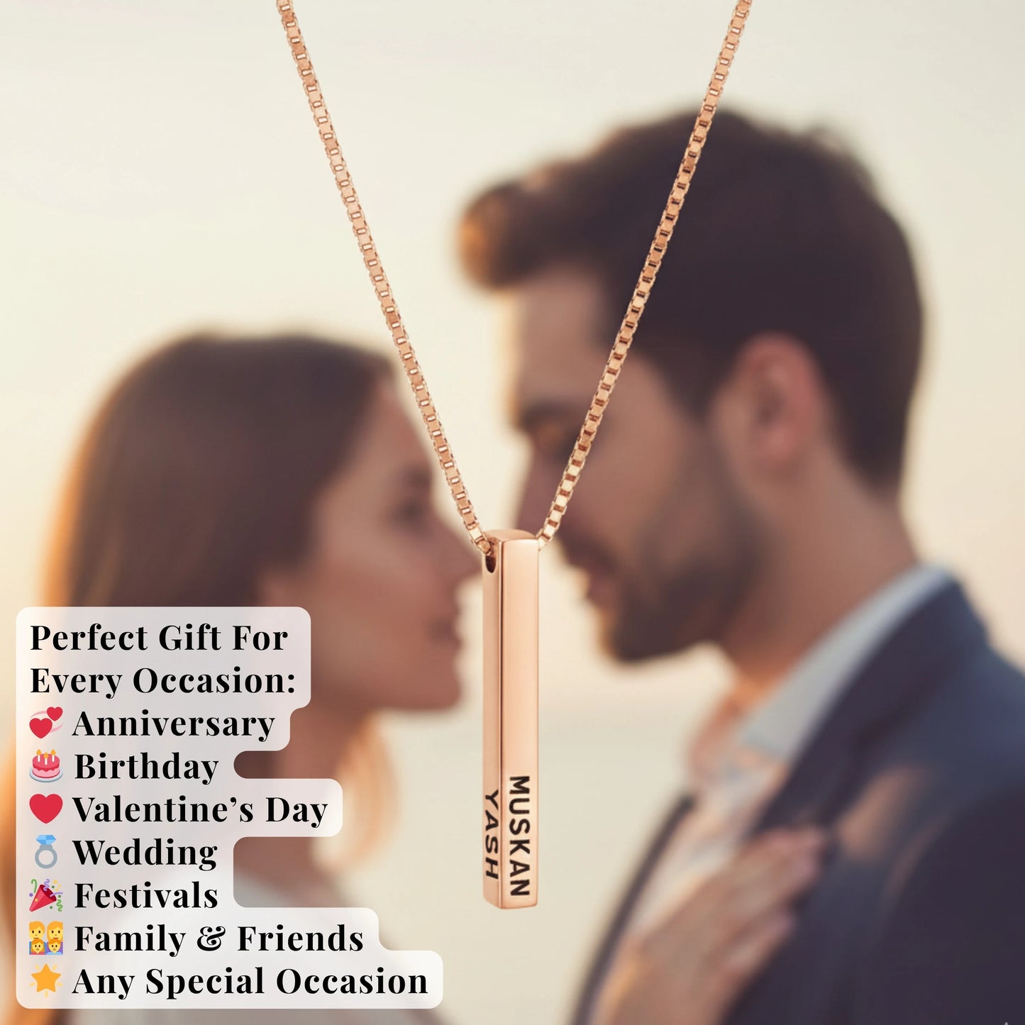 3D Bar Engraved Necklace