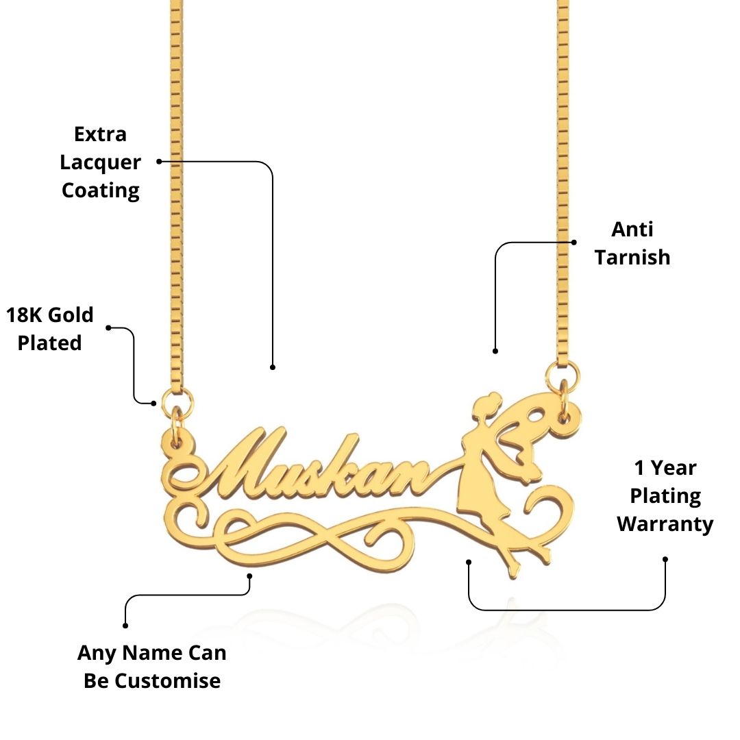 18K Gold Plated Angel Design Name Necklace