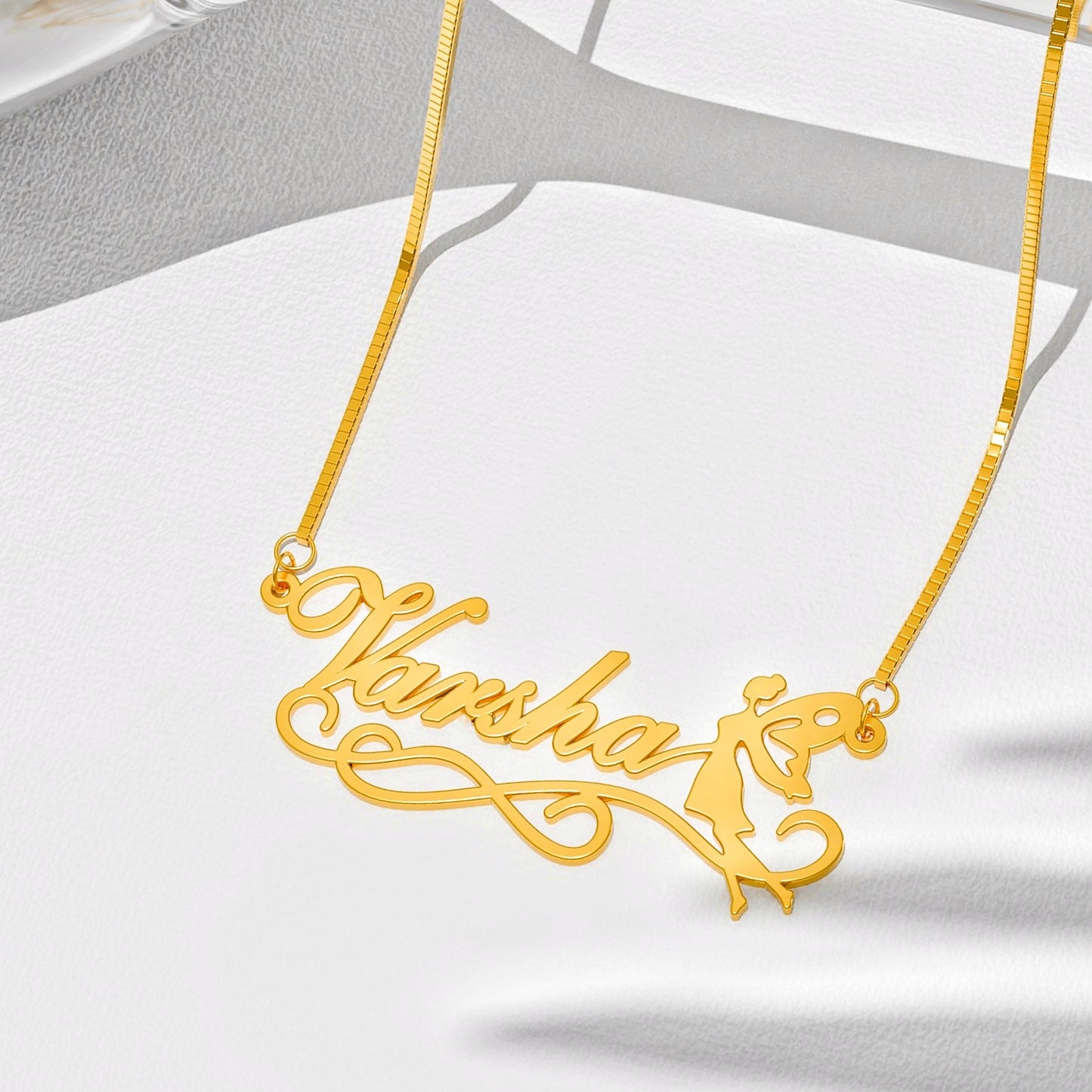 18K Gold Plated Angel Design Name Necklace