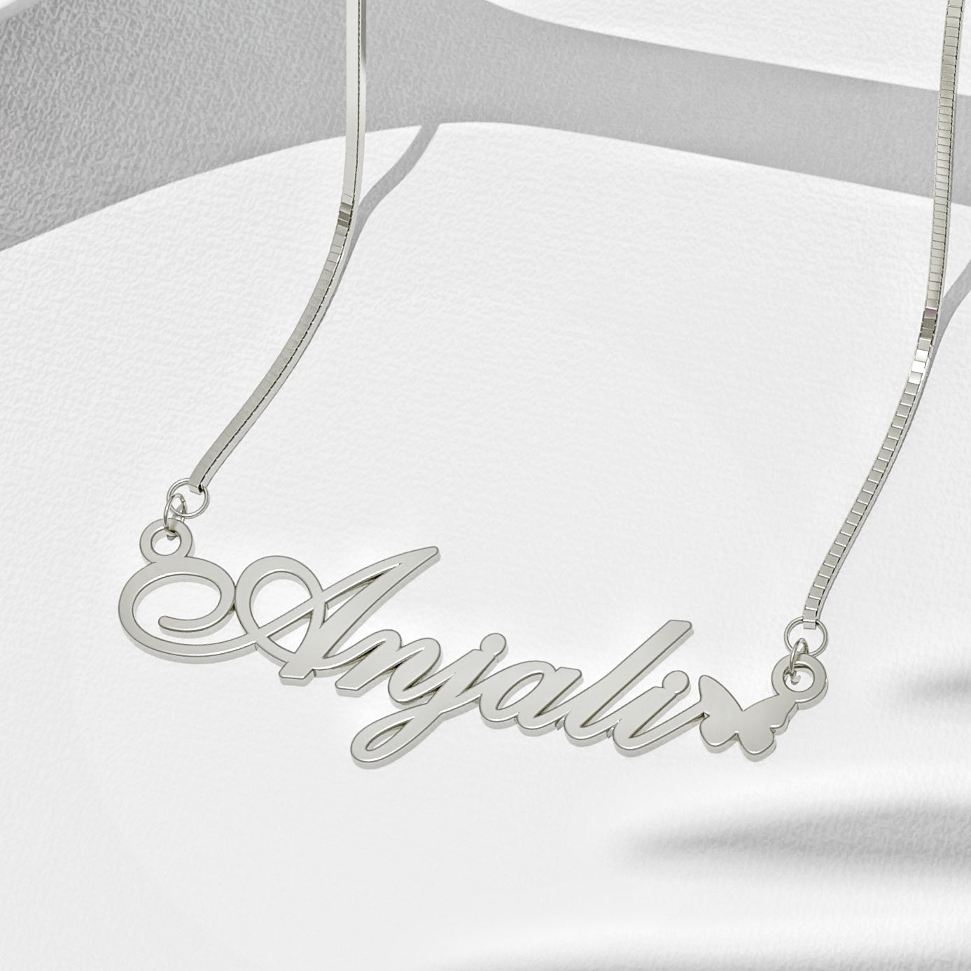 Silver Plated Butterfly Name Necklace