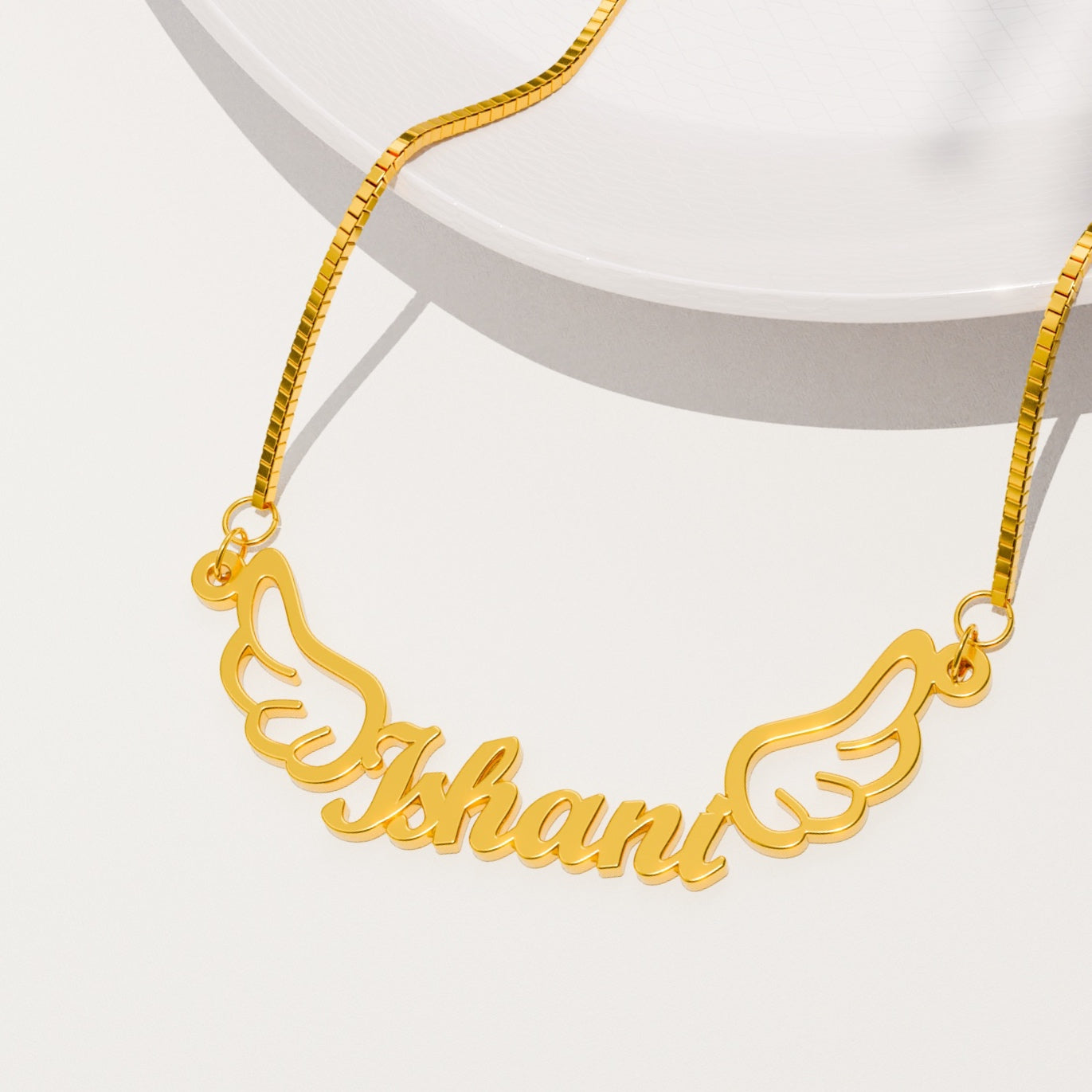 18K Gold Plated Wings Design Name Necklace