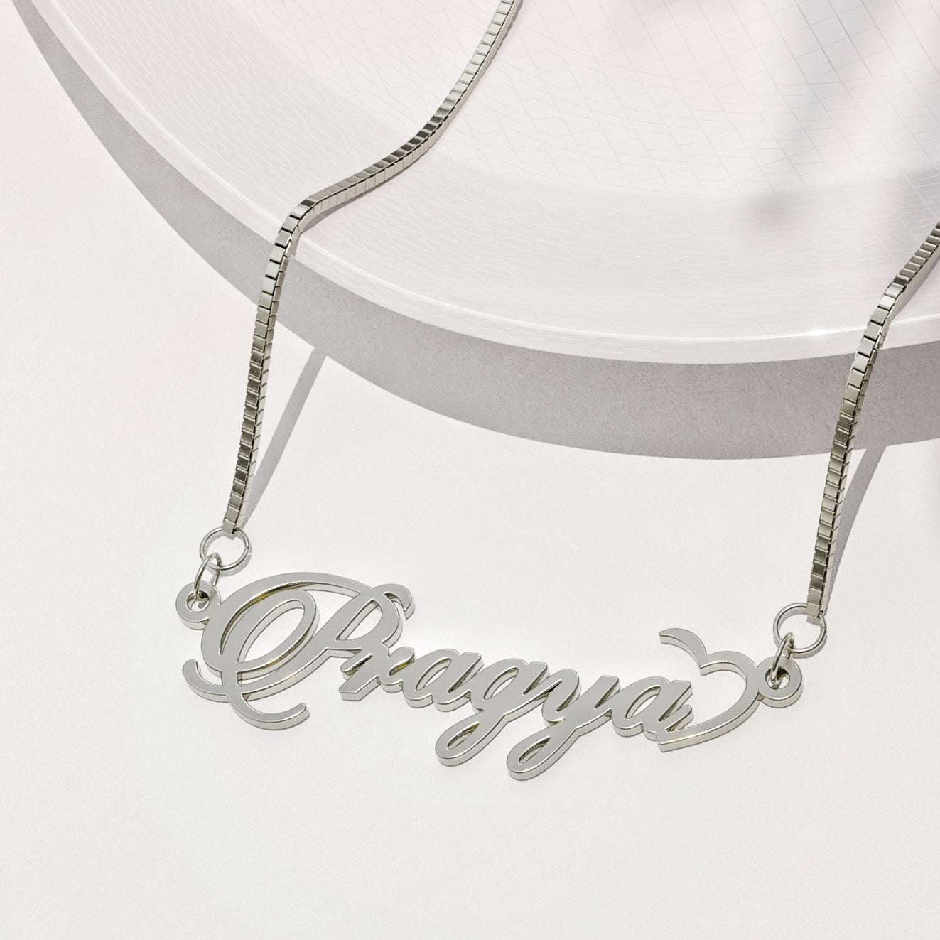 Silver Plated Half Heart Name Necklace