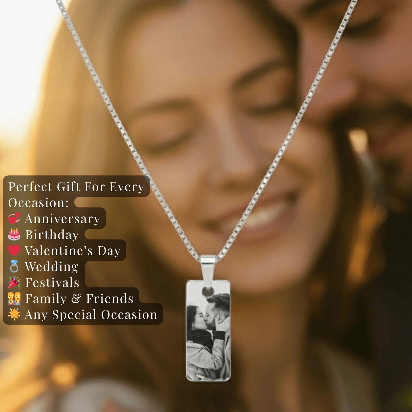 Couple Photo Engraved Necklace
