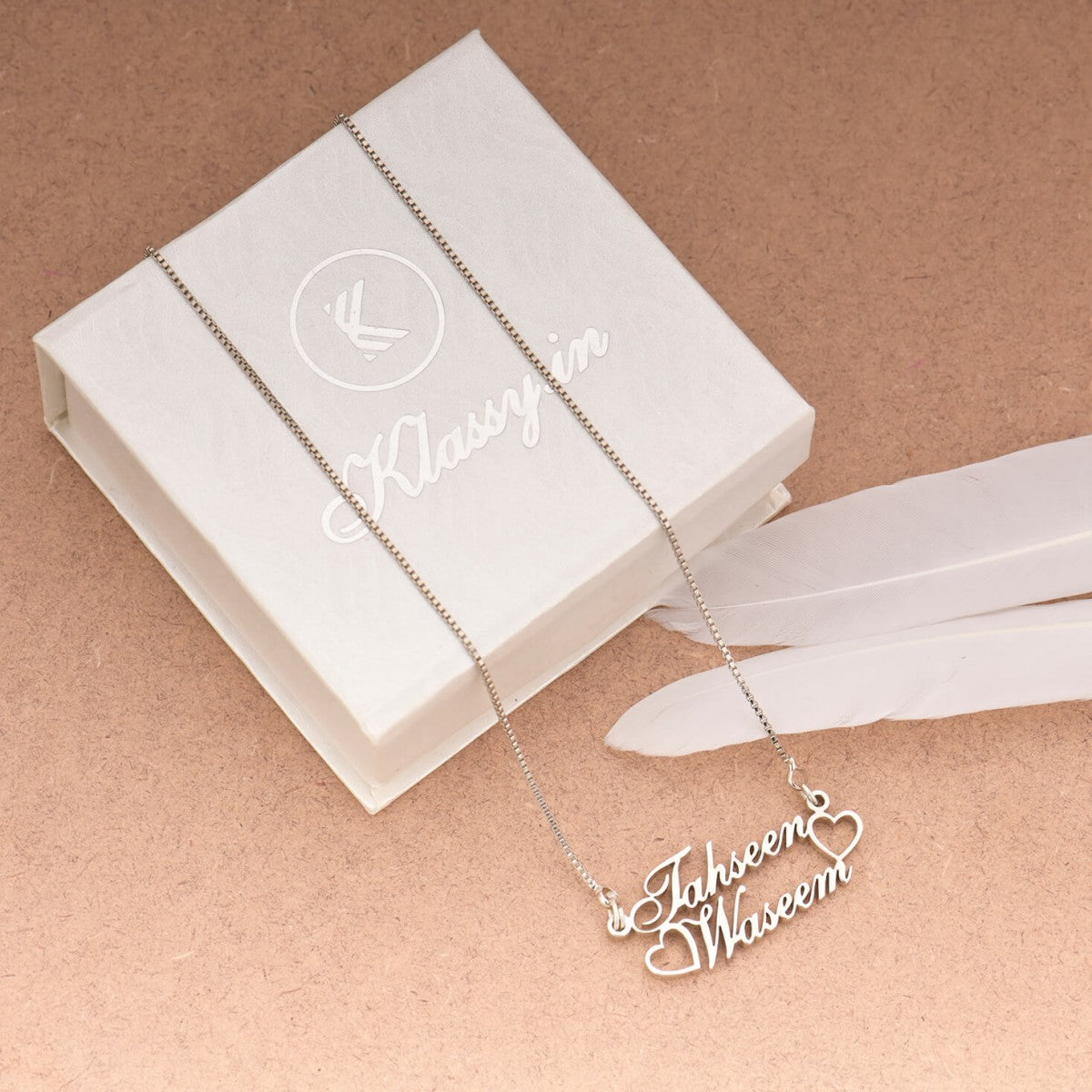 Silver Plated Hollow Love Couple Name Necklace