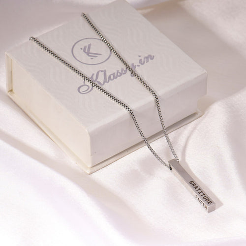 Silver Plated 3D Bar Name Necklace