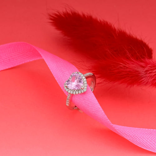 Pink Crystal Heart Ring