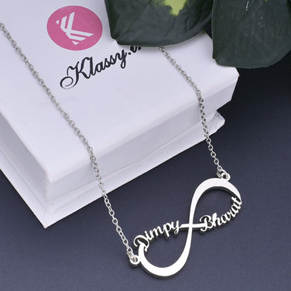 Silver Plated Infinity Couple Name Necklace