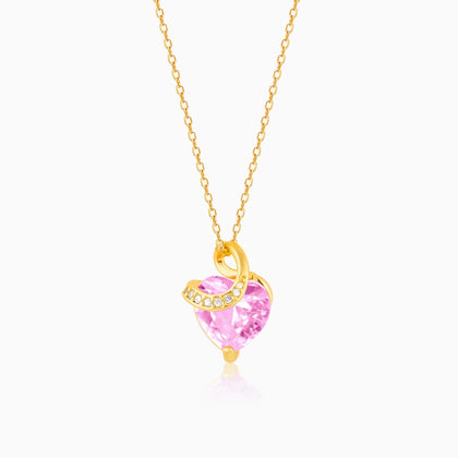 Pink Solitaire Heart Necklace