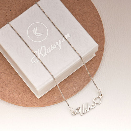 Silver Plated Hollow Heart Name Necklace