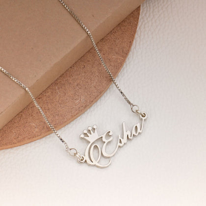 Silver Plated Crown Name Necklace