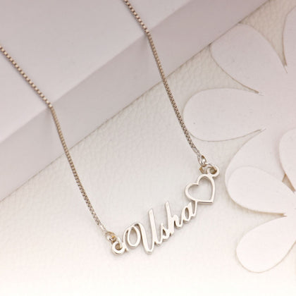 Silver Plated Hollow Heart Name Necklace