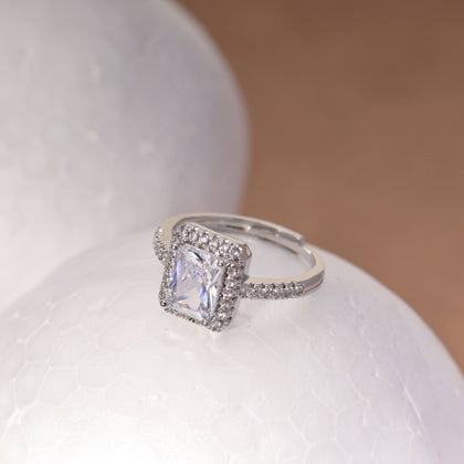 Square Halo Diamond Ring