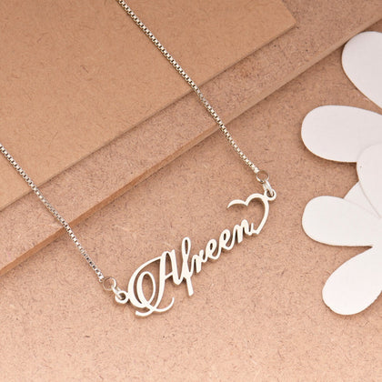 Silver Plated Half Heart Name Necklace