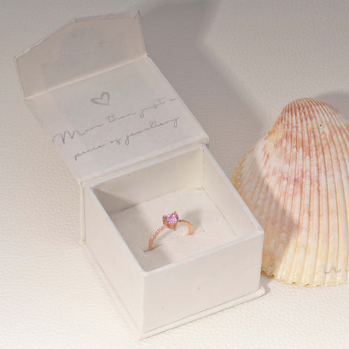 Pink Solitaire Heart Ring