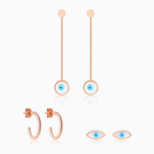 Set Of 3 Evil Eye Earrings
