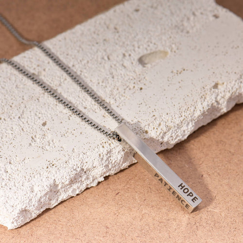 Silver Plated 3D Bar Name Necklace