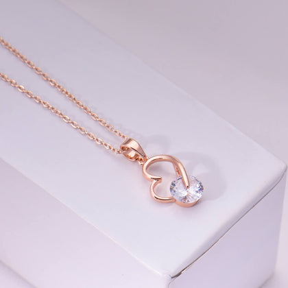 Hollow Heart Crystal Necklace