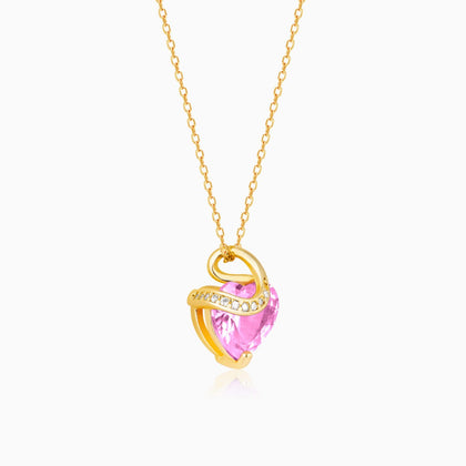 Pink Solitaire Heart Necklace