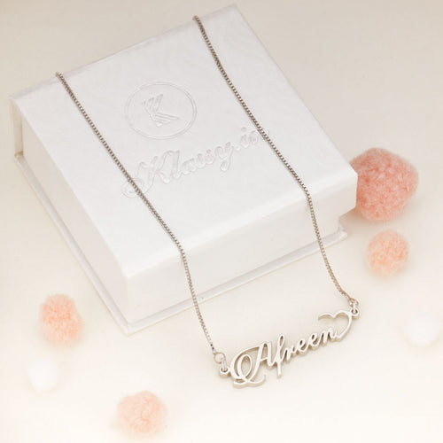 Silver Plated Half Heart Name Necklace