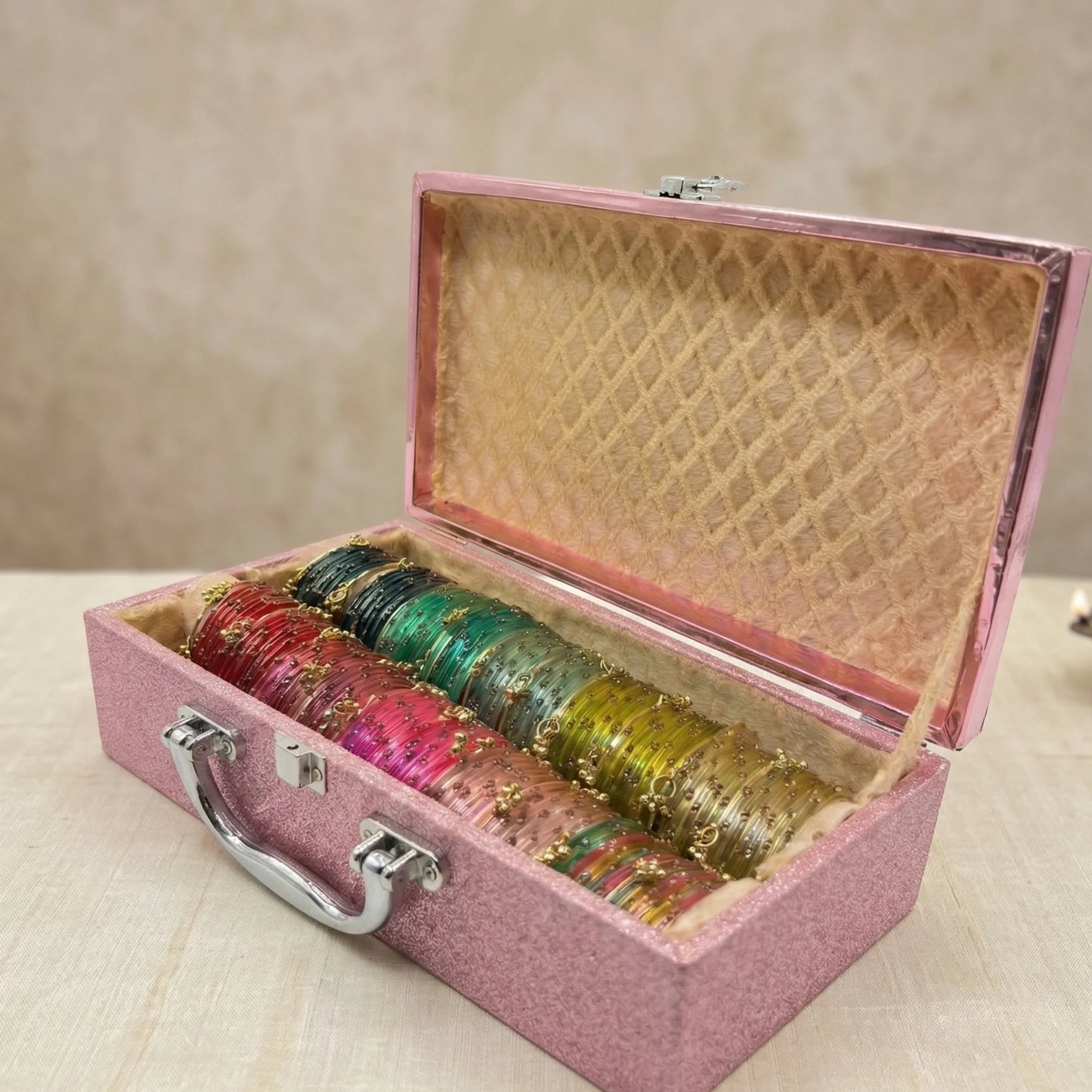 Sparkling Bangle Trunk Box (120 Diamond Bangles + 20 Ghungroo Bangles)