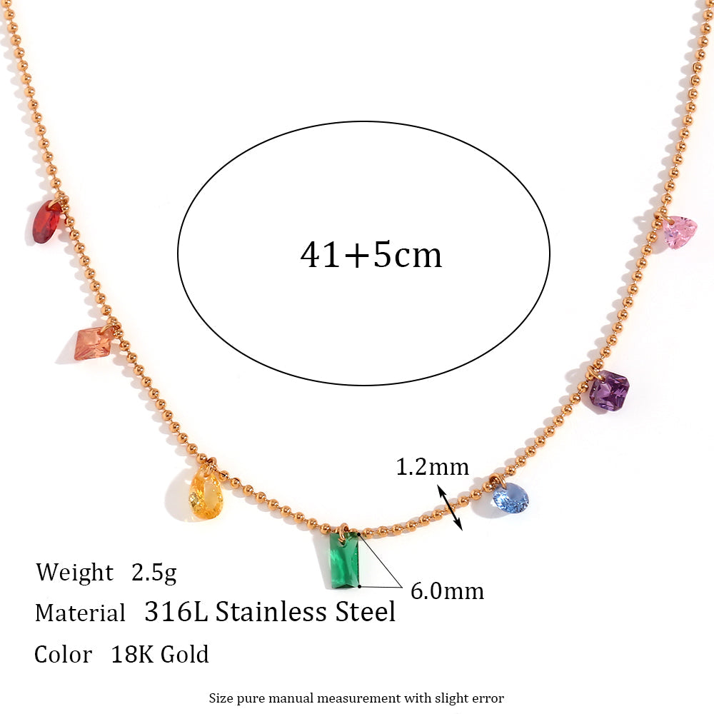 Eternal Rainbow Gemstone Charms Necklace