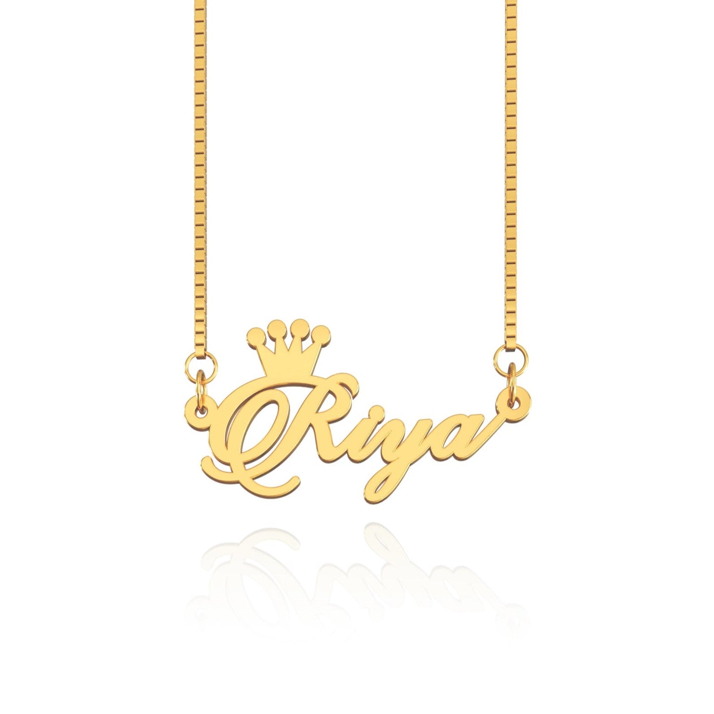 18K Gold Plated Crown Name Necklace