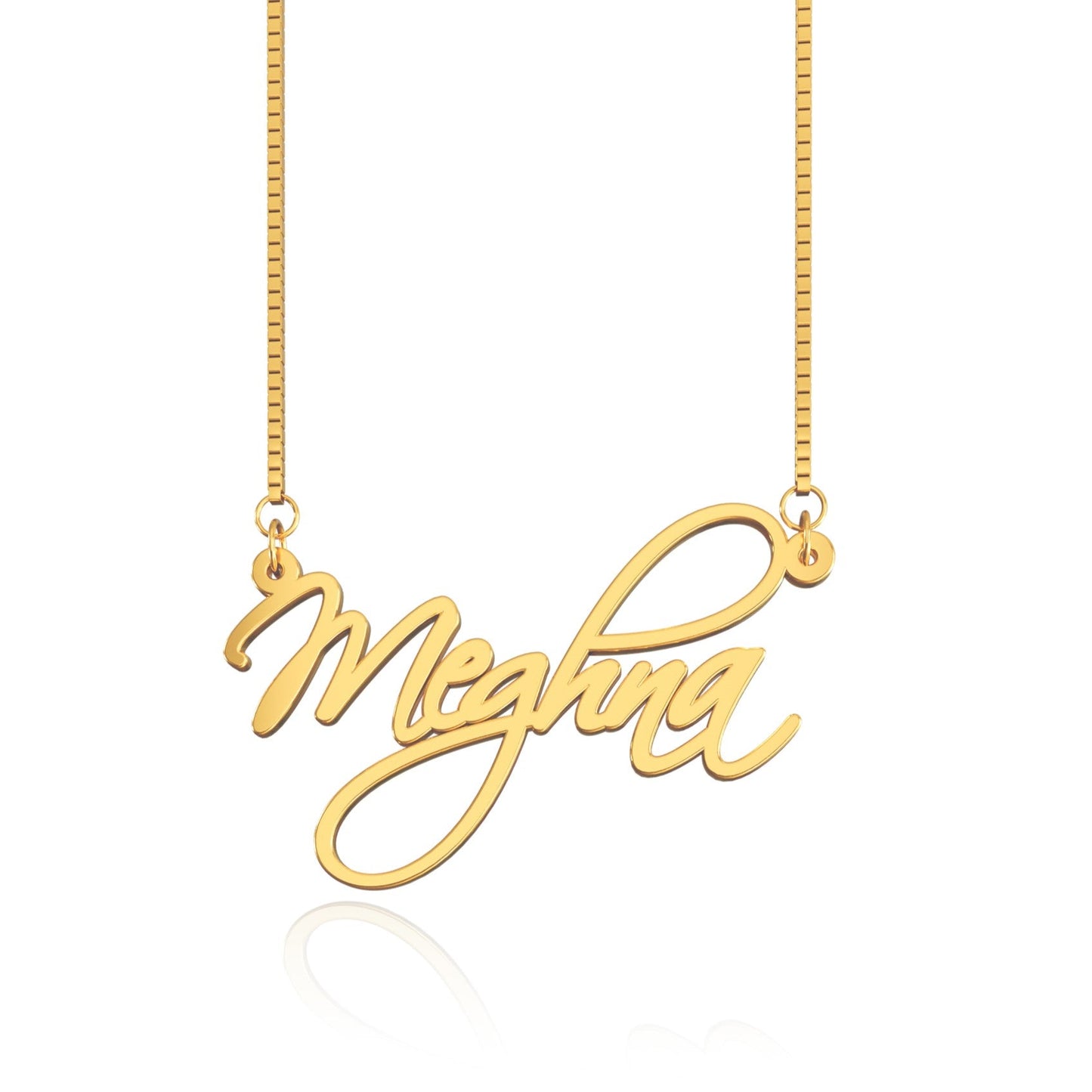 18K Gold Plated Cursive Curved Name Necklace