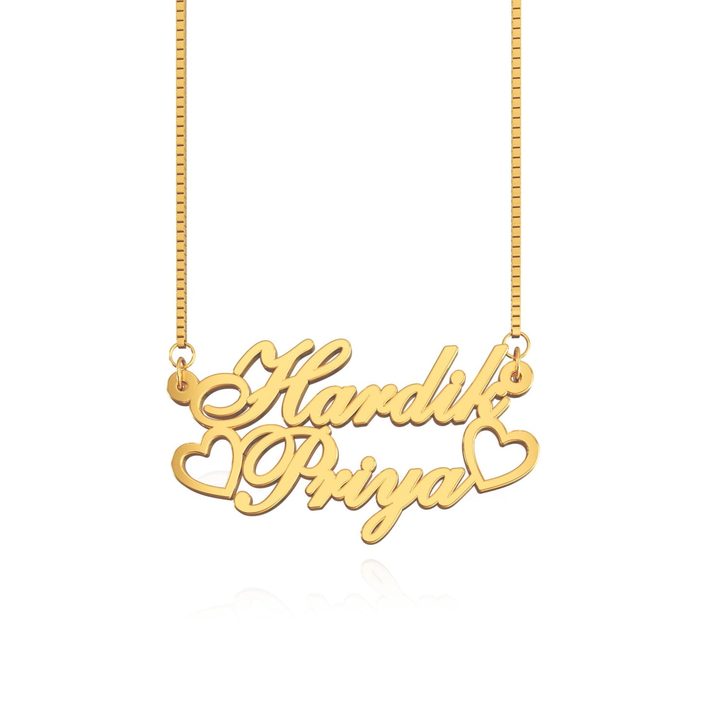 18K Gold Plated Hollow Love Couple Name Necklace