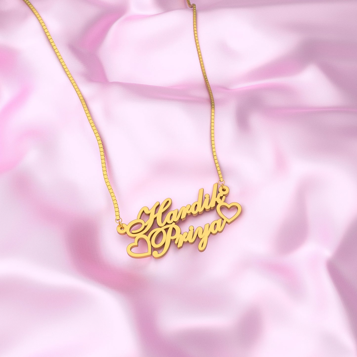 18K Gold Plated Hollow Love Couple Name Necklace