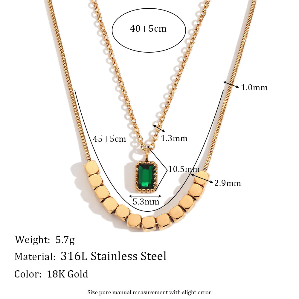 Double Layer Green Stone Necklace