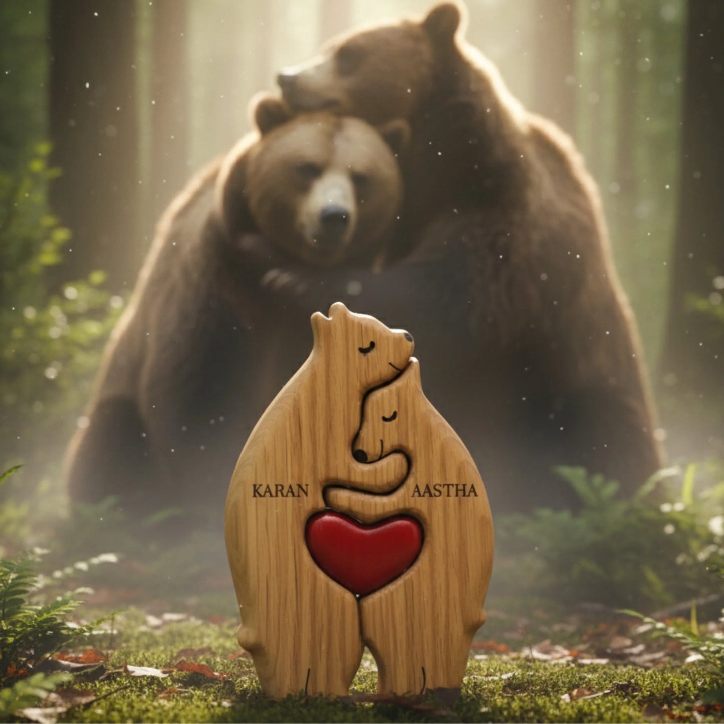 Personalised Wooden Bears Keepsake