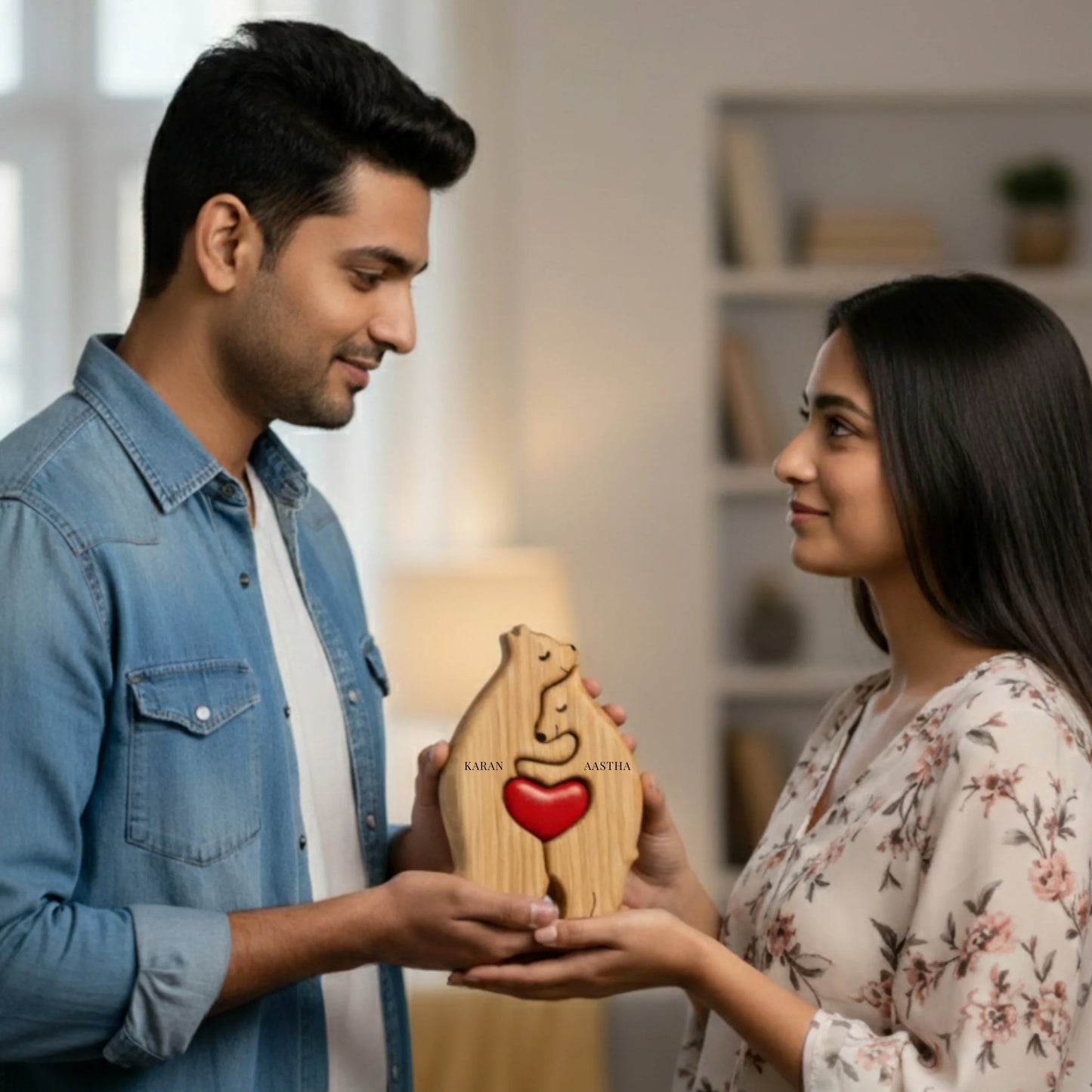 Personalised Wooden Bears Keepsake