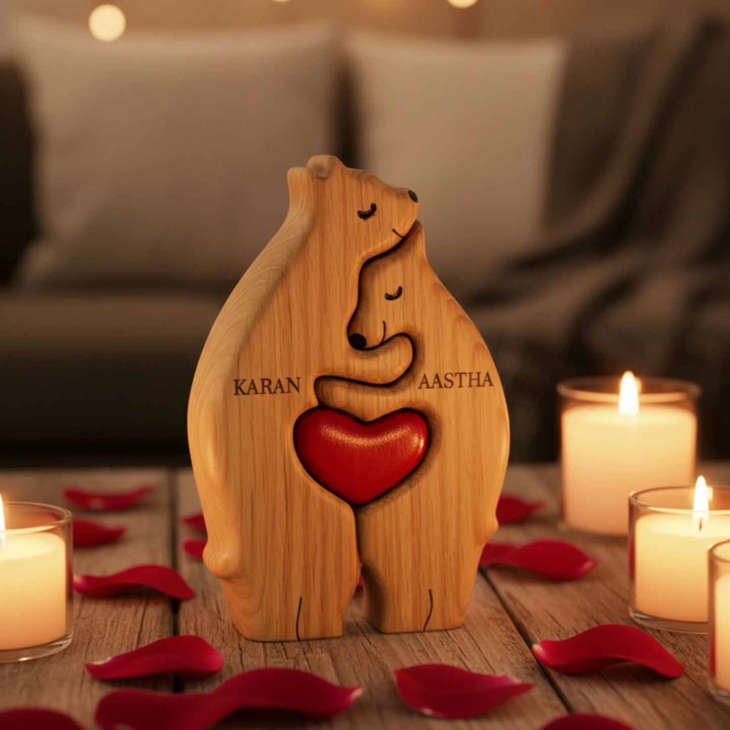 Personalised Wooden Bears Keepsake