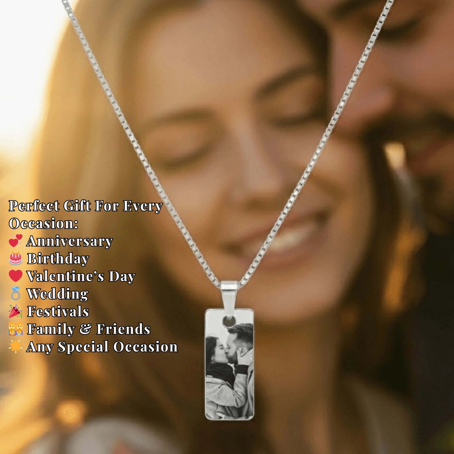 Couple Photo Engraved Necklace