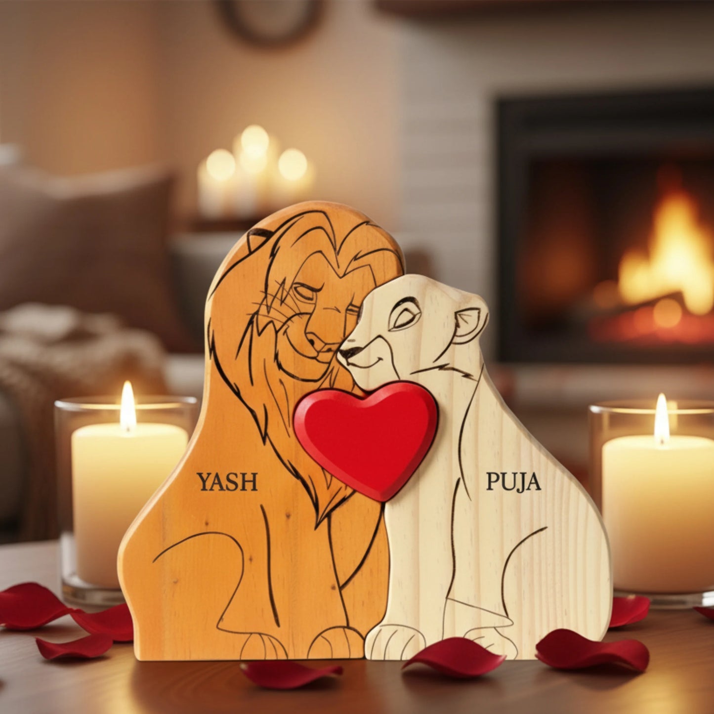 Personalised Wooden Lions Keepsake