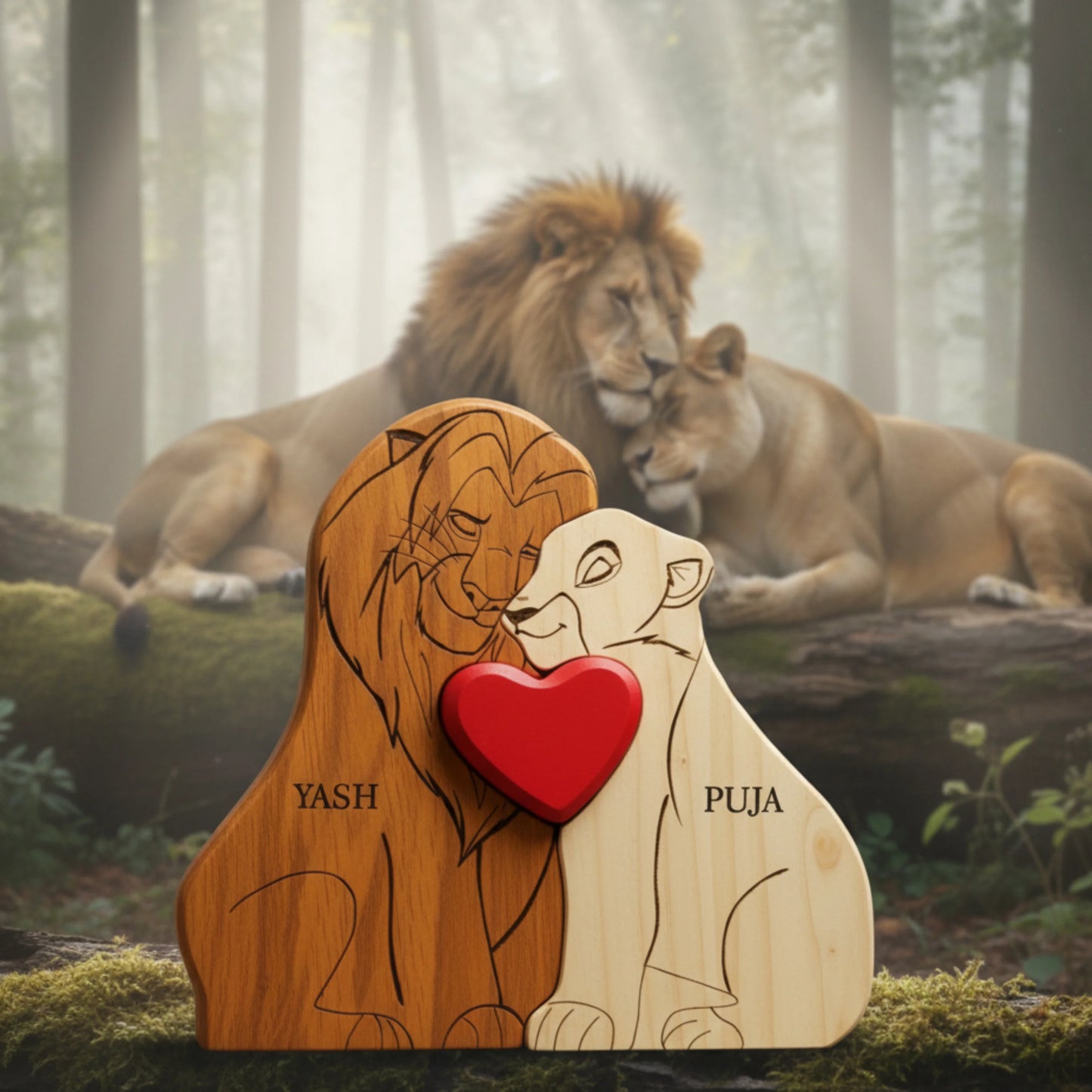 Personalised Wooden Lions Keepsake