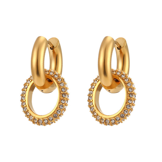 Studded Zircon Interlock Earring