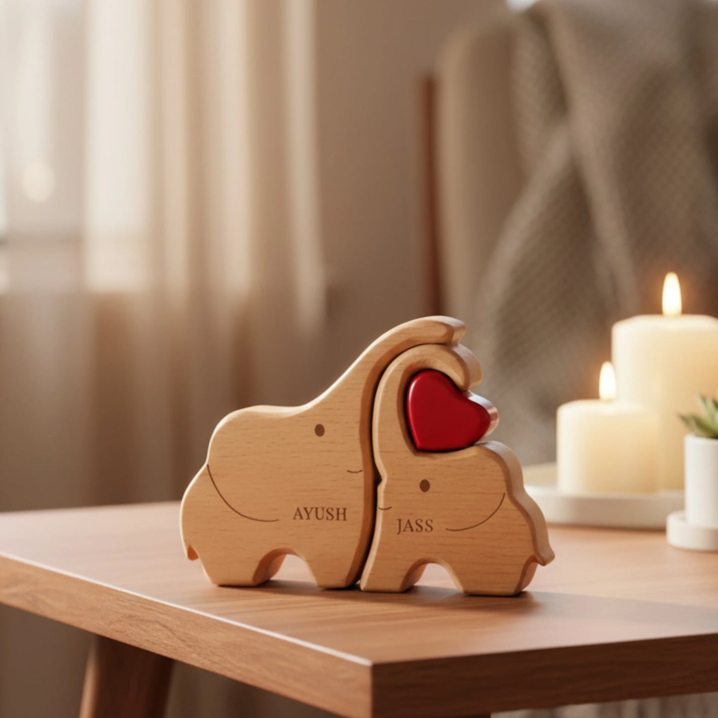 Personalised Wooden Elephant Keepsake